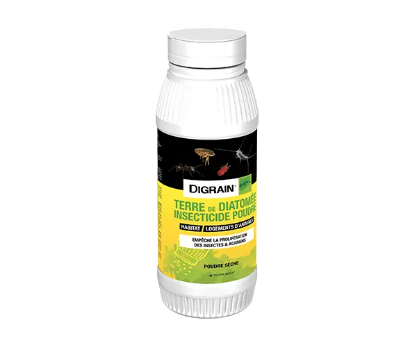 Bouteille de terre de diatomée insecticide Digrain pour contrôle naturel des punaises de lit à domicile.