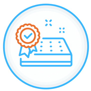Icône illustrant un matelas certifié propre et sans punaises de lit, avec une marque de qualité.