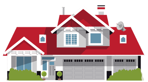 Illustration d’une maison avec toiture rouge, symbole de nettoyage à domicile avec la terre de Sommières.