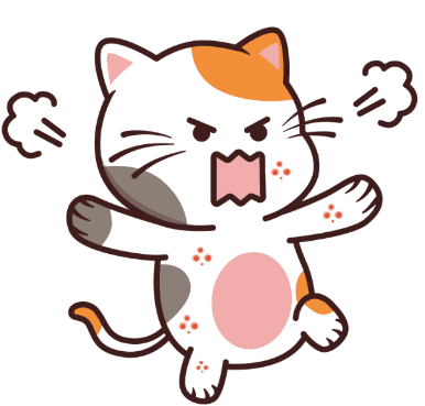 Chat animé furieux avec des signes de piqûres ou d'irritation cutanée.