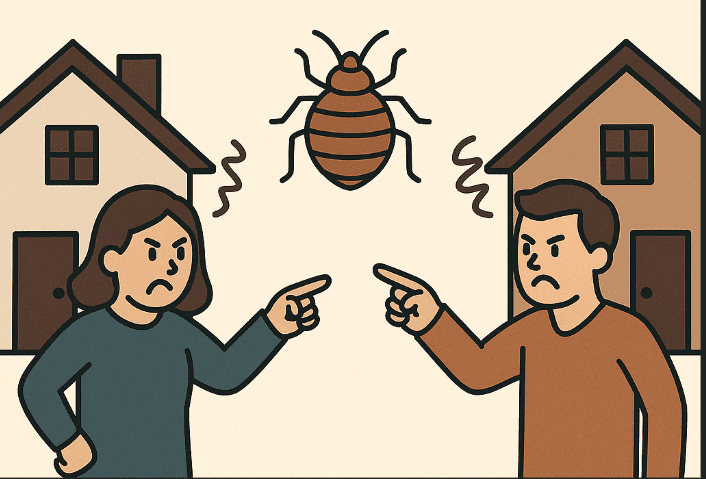 Deux voisins en conflit à cause des punaises de lit entre leurs maisons