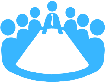 Icône représentant une réunion ou médiation entre le Syndic et les copropriétaires qui sont voisins