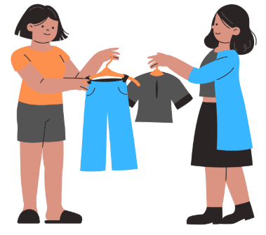 Deux personnes échangeant des vêtements, illustration de transmission possible.
