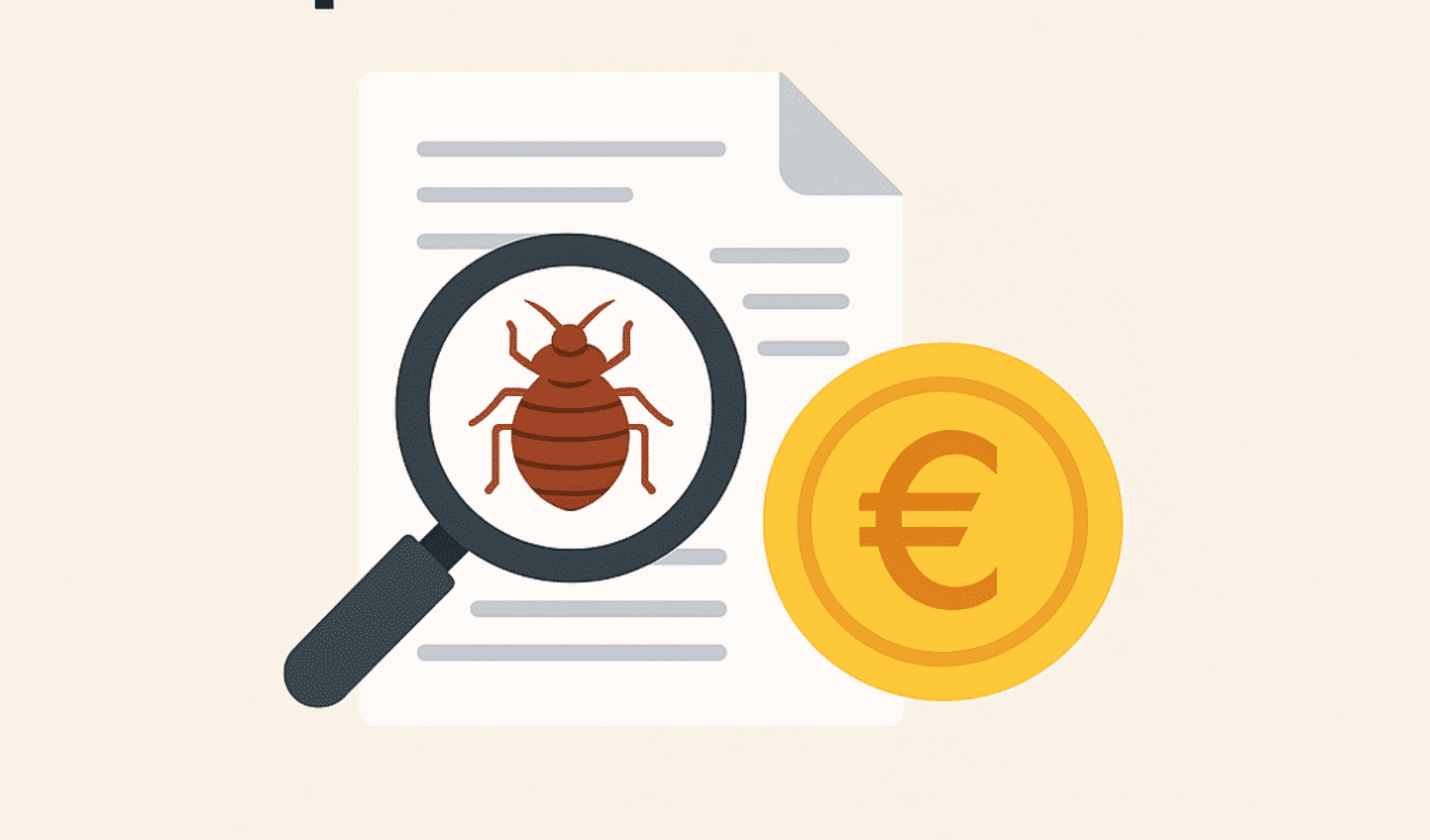 Punaise de lit affiché dans une louoe avec la devise de l'euro pour savoir le prix d'un diagnostic de punaise de lit.